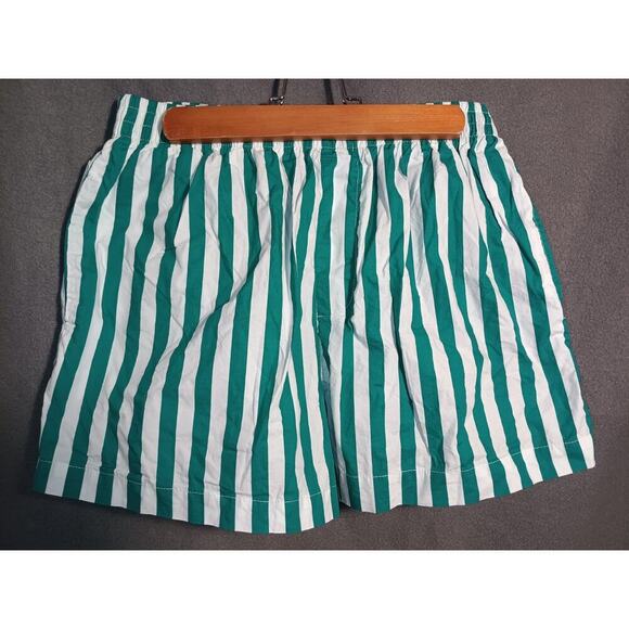 Sincerely Jules Pants - Sincerely Jules Green White Stripe Womens Size Large Boxer Shorts Lightweight